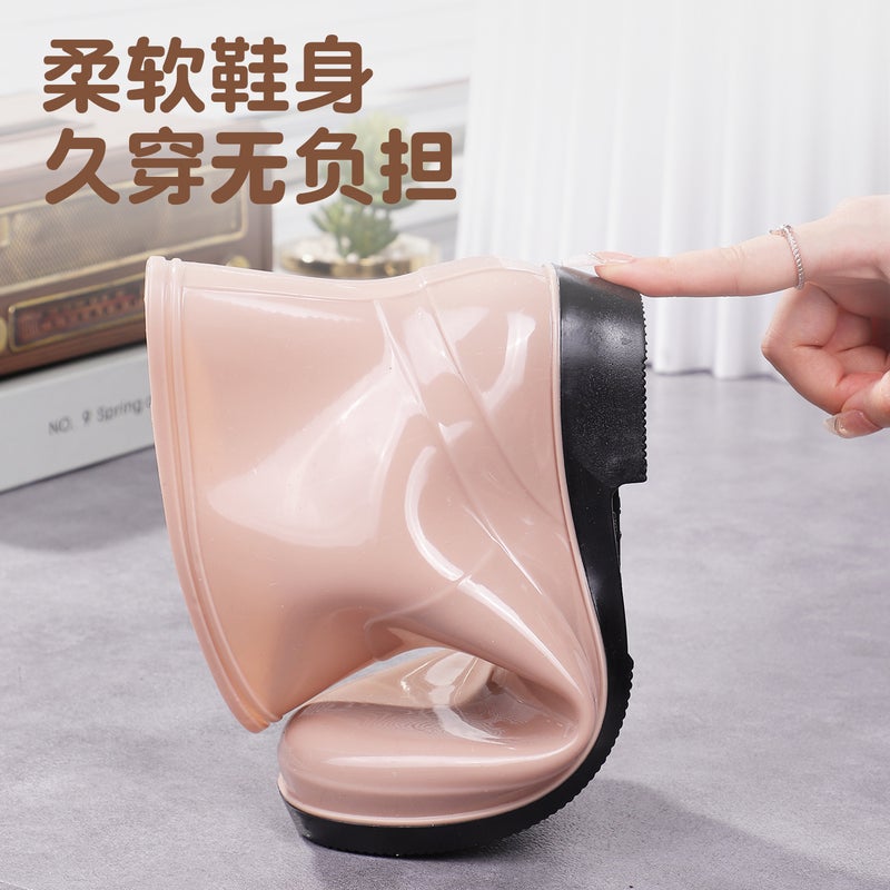 Fashionable Outdoor Short Rain Boots For Women, Waterproof And Non-Slip, Winter Fleece-Lined Rain Boots, Warm Kitchen Work Rain Boots For Women - Image 3